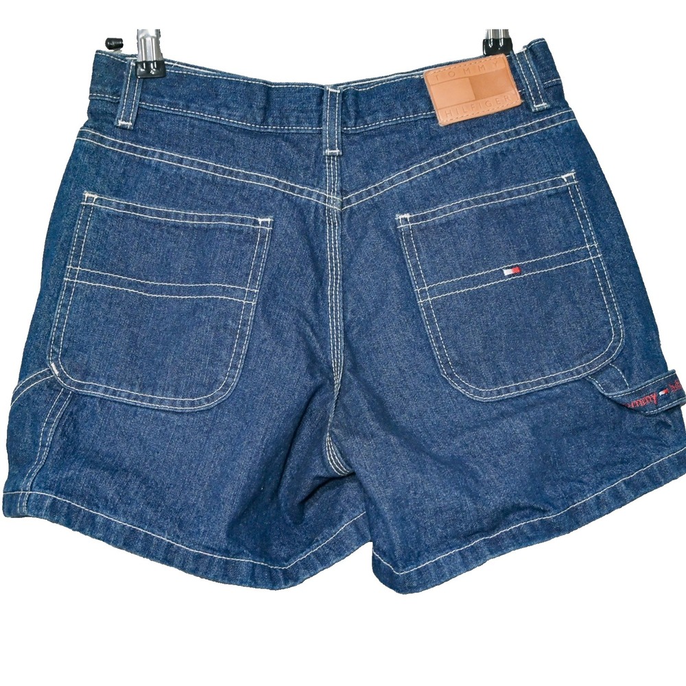 Vintage Tommy Hilfiger Denim Shorts Womens 2 Blue Carpenter Flag Y2K 90's Mexico